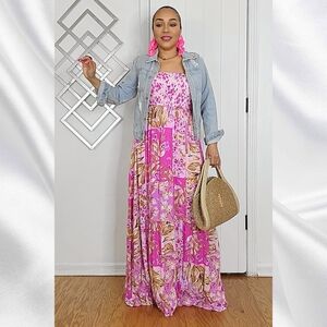 The Smock Tiered Strapless Maxi dress